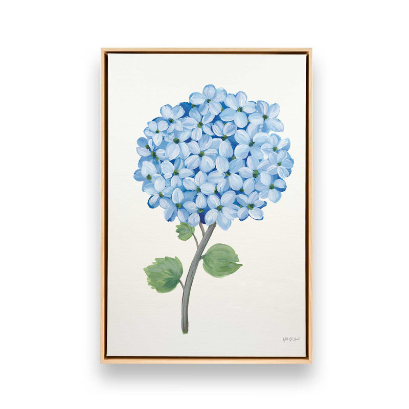 «Nantucket Blue Hydrangea I» par Yvette St. Amant, reproduction d'art, H 16 po x l 12 po, Cadre flottant, Tanné