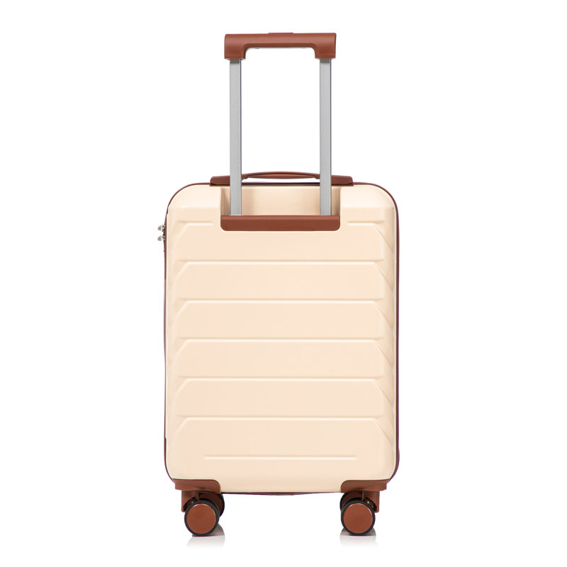 Bagage à carreaux rigide de 20 pouces en ABS à carreaux roulés - Surface résistante aux égratignures, quatre roues multidirectionnelles, avec serrure à combinaison. (Beige)