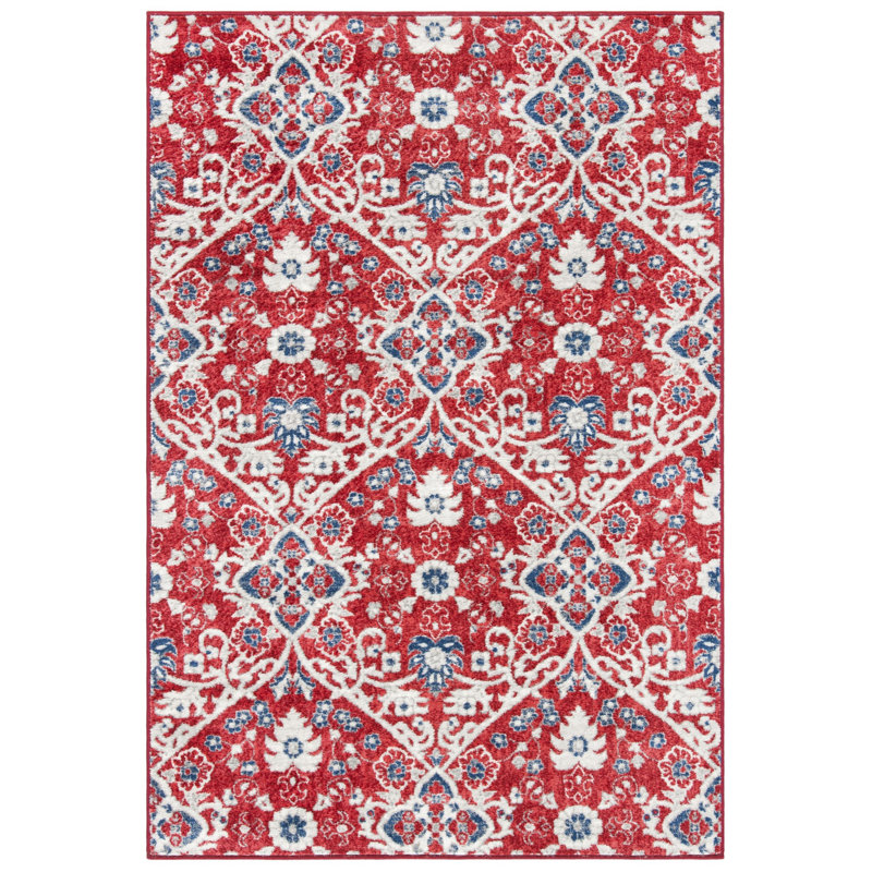 Evart Southwestern Red/Ivory Area Rug, Rectangle 4' x 6'