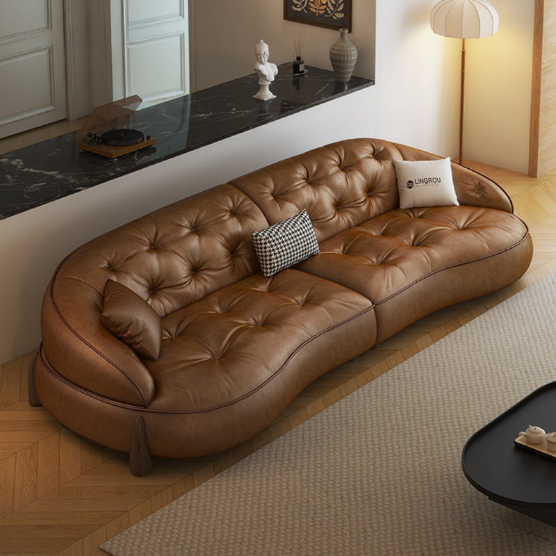 Canapé de salon Simple Design rétro, H 31,5 po x l 110,24 po x P 45,28 po, 4, Couleur caramel