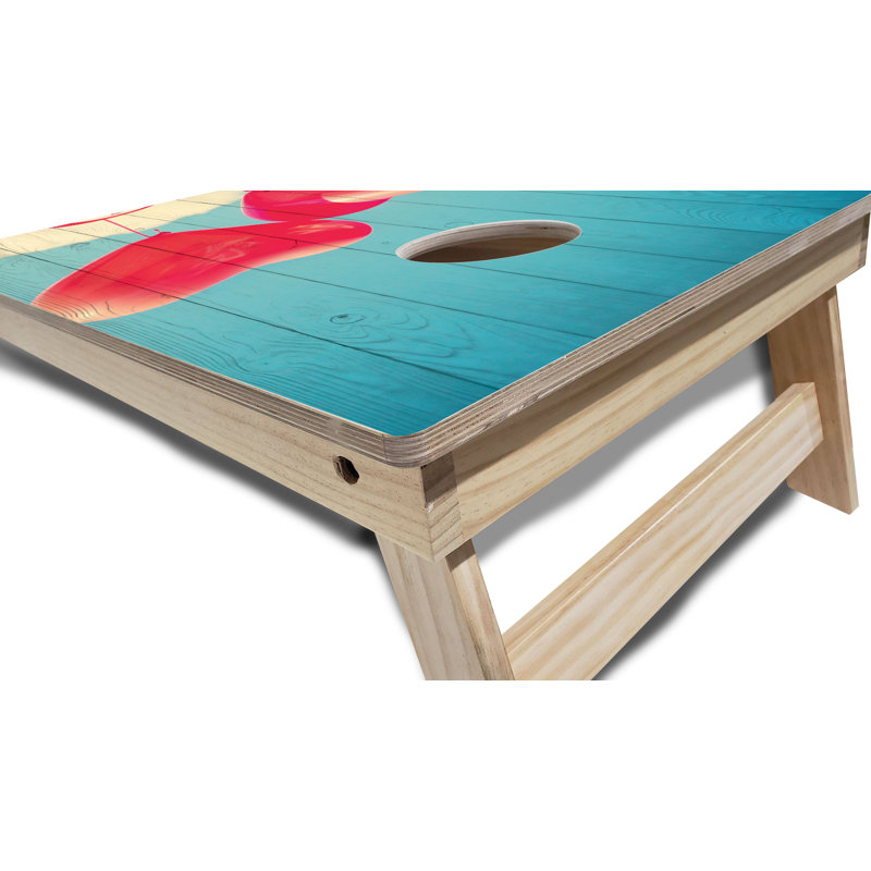 Tailgating Pros Solid Wood Foldable Cornhole Set with Carrying Case