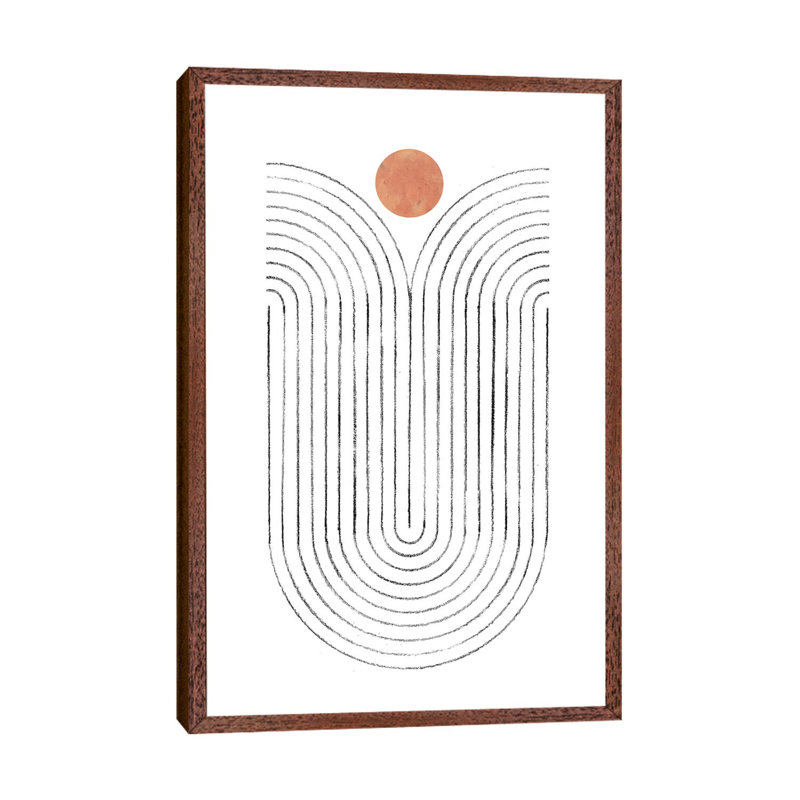 Abstract Curved Lines and Terracotta Sun 1 Piece Wall Art on Canvas, 101.6cm H x 66.04cm W x 3.81cm D
