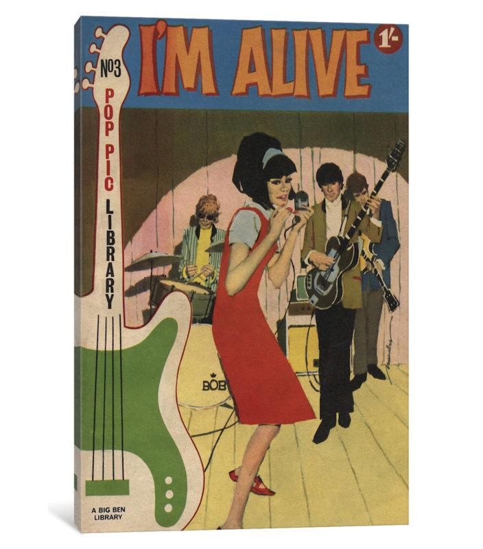 « i suis alive », affiche rétro sur toile, H 12 po x l 8 po x P 0,75 po, Pas de tapis, Toile tendue