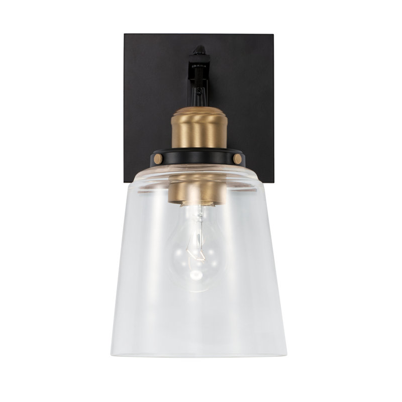 Steel Armed Sconce, Aged Brass/Black