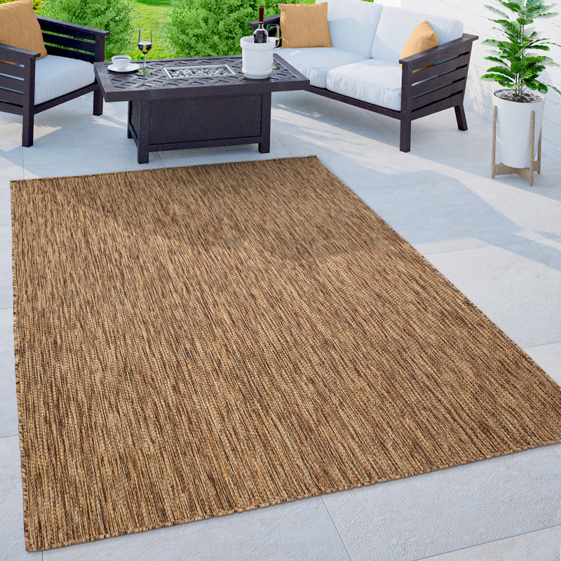 Mountville Balcony Terrace Kitchen Mottled Flatweave Brown Rug, Square 150cm