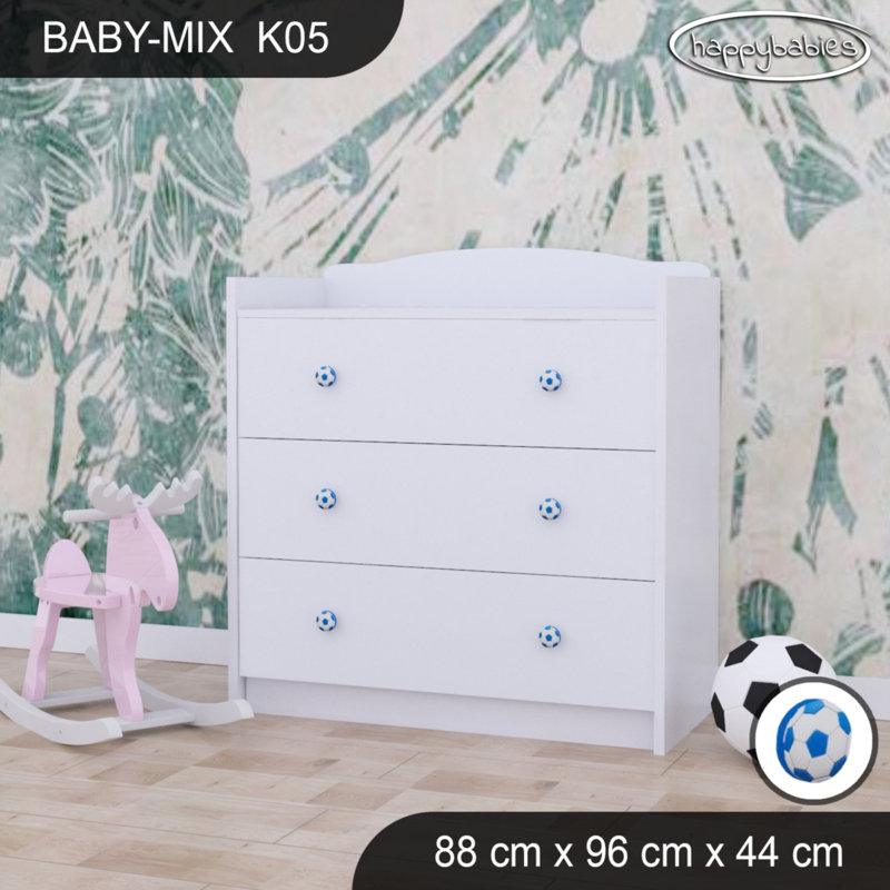 Baby Mix Kids 3 - Drawer Dresser, White/Blue