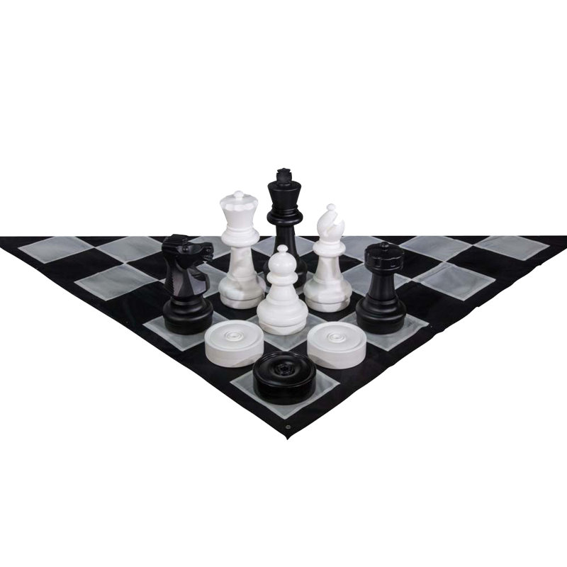 Giant Chess Set With Checkers and Quick-fold Nylon Mat, 24" H x 9.5" W x 9.5" D