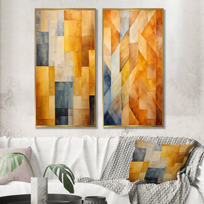 Dailen - Abstract Shapes Canvas Wall Art Set Of 2