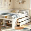 Lit de jour double avec tiroirs et tablettes-312425641