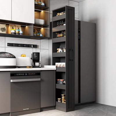 7 Tier Multi-functional Pull-Out Multi-tier Storage Single-Sided Open Shelf for Kitchen, Living Room & Narrow Spaces