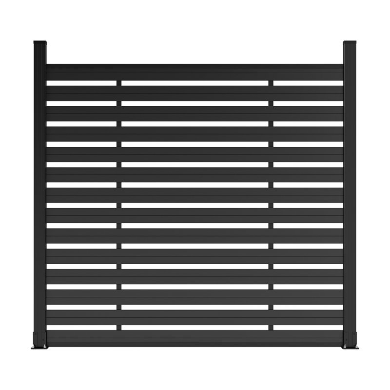 Clôture horizontale semi-intime en composite 6 pi H 6 pi pour terrasse, cour et jardin, Noir, 2