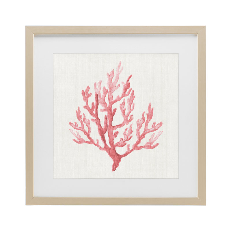 Branche de corail rose discret, impression sous verre, design par Janet Tava, H 13 po x l 13 po