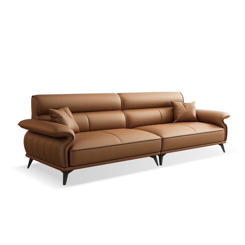 Canapé modulaire brun en cuir véritable, Brun, 4, H 33,46 po x l 110,24 po x P 37,4 po