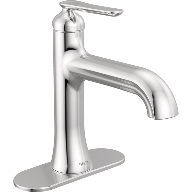 Delta Bonacci Single Hole Bathroom Faucet, Chrome Bathroom Faucet, Single Handle Bathroom Sink Faucet, Diamond Seal Technology, Lumicoat Chrome (Drain Not Included)