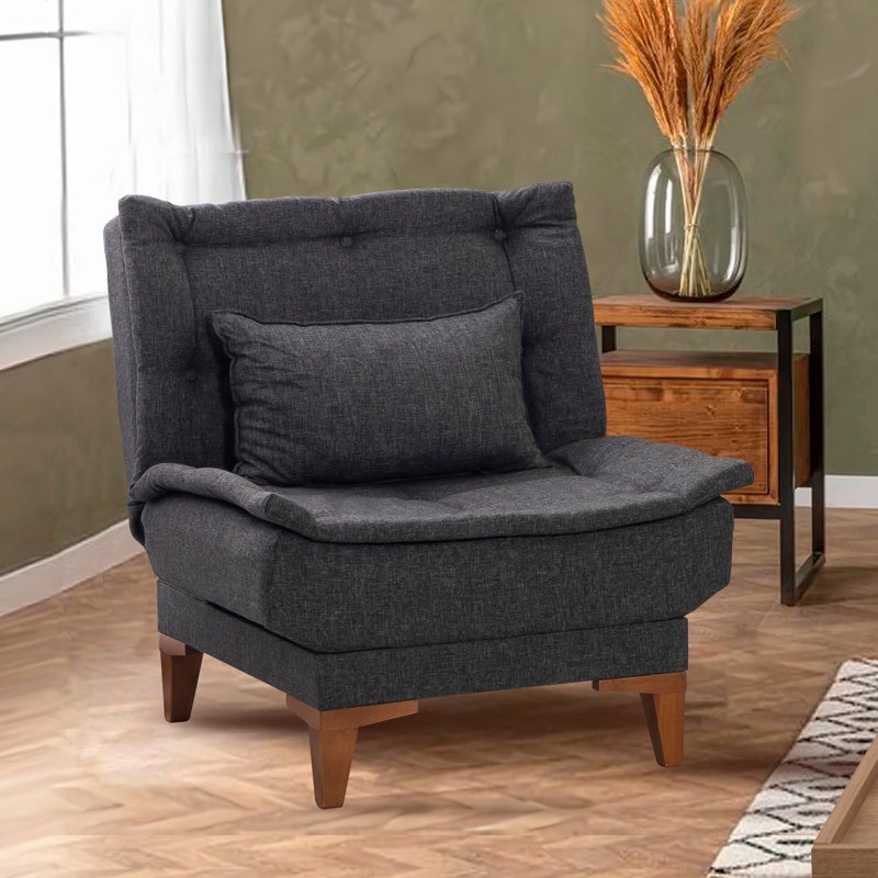Elvecius Upholstered Accent Chair, Antracite, Brown