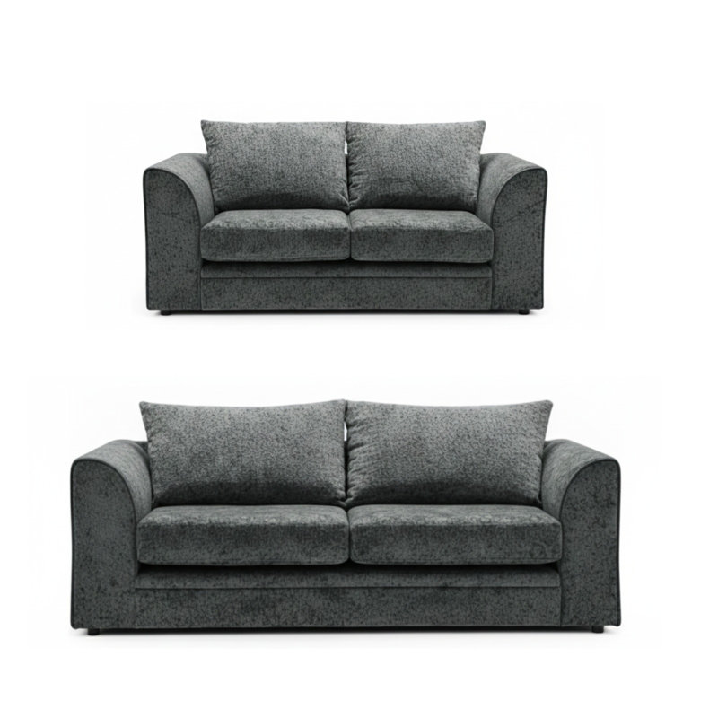 5 Seater Chenille Sofa, Grey