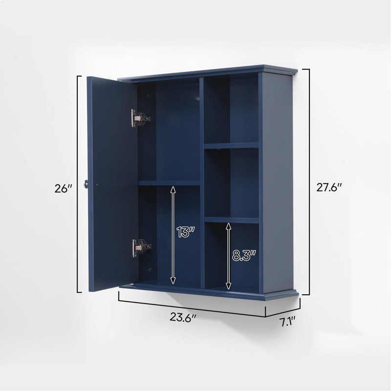 23.6" Wall Bathroom Cabinet, Blue