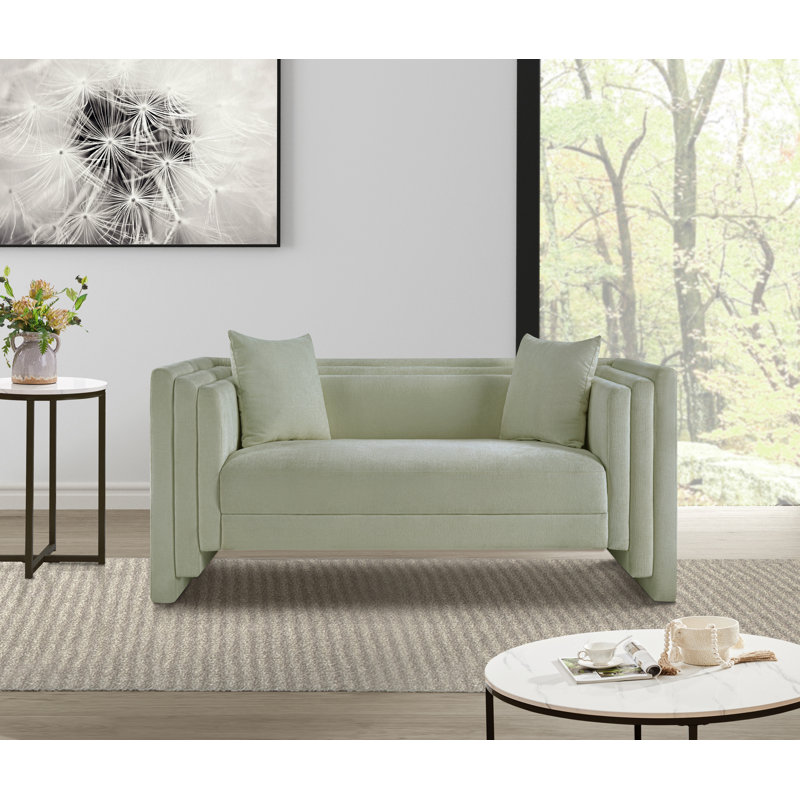 Everett Chenille Fabric Loveseat, Mint Chenille Fabric