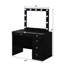 Meuble-lavabo noir 2 pièces avec 5 tiroirs, miroir lumineux à DEL, cristal, plateau en verre trempé de 8 mm, pour miroir et présentation de mobilier de chambre contemporain