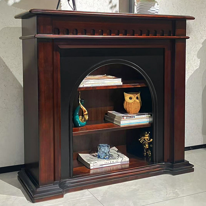 Nut-Brown Solid Wood Electric Fireplace