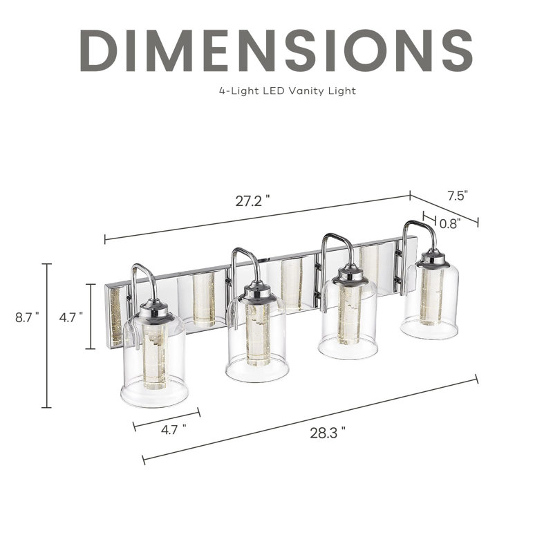Lundell 4 - Light Dimmable Vanity Light, Chrome