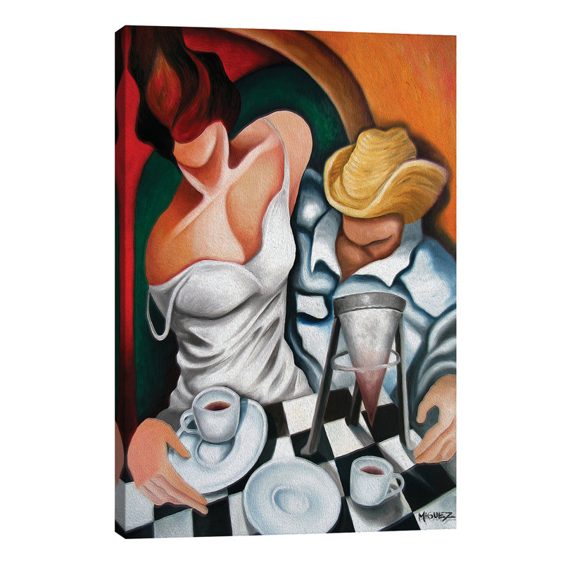 Coffee For Two - Painting on Canvas, No Frame, 101.6 cm H x 66.04 cm W x 3.175 cm D
