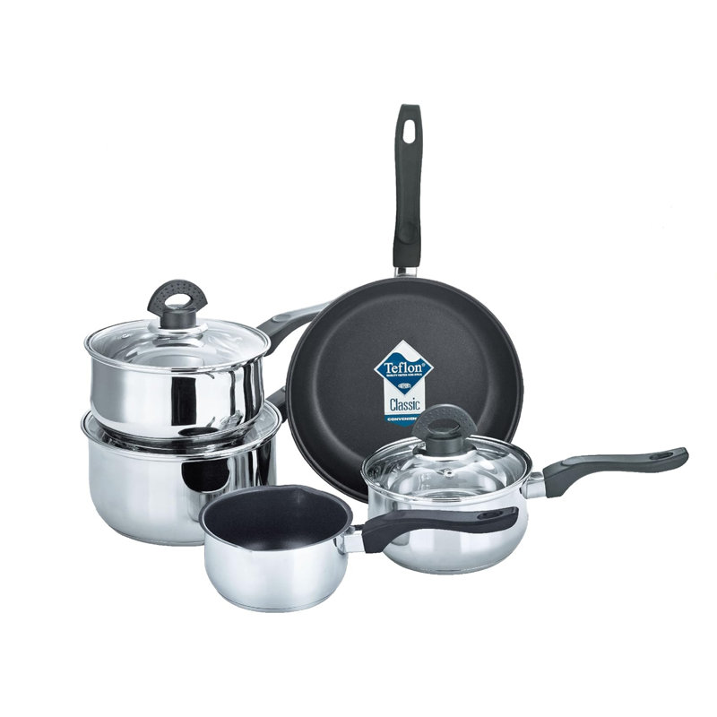 Buckingham 5-Piece Cookware Saucepan Frying Pan Milk Pan Stainless Steel Set