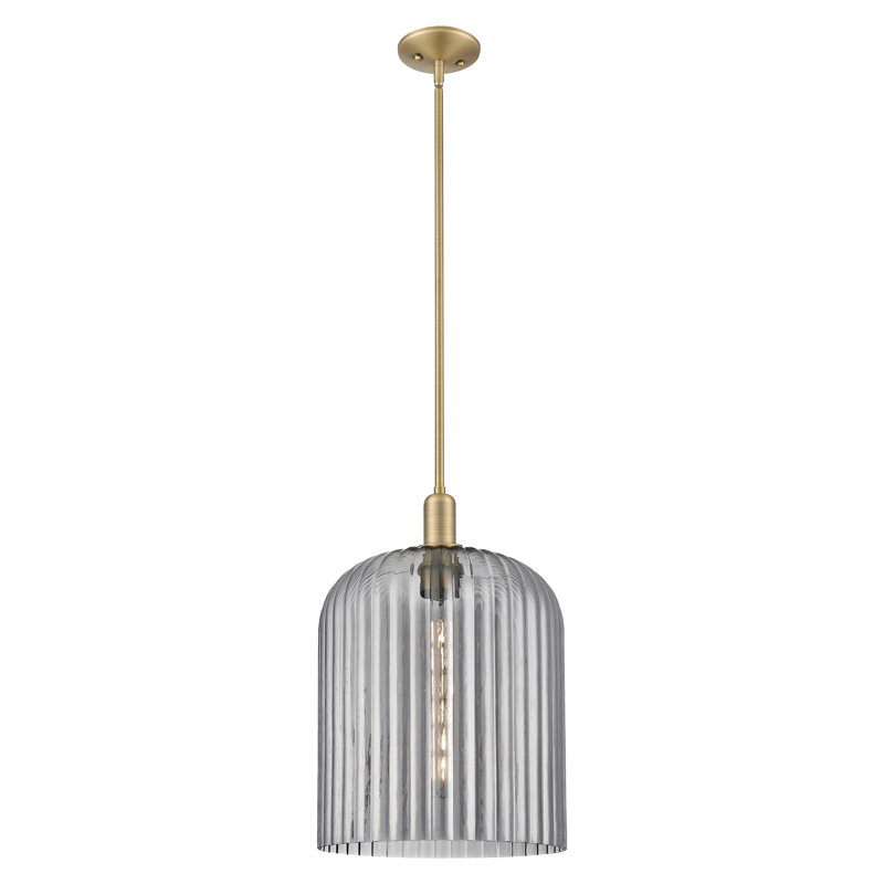 Downtown Urban - Voile de mariée - Mini-luminaire suspendu 1 tige, Laiton brossé, H 18 po x l 12 po x P 12 po