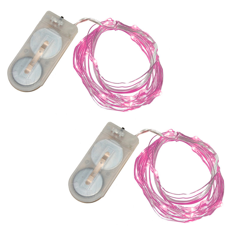 Battery Operated LED Fairy String Lights - 2 Count, Pink