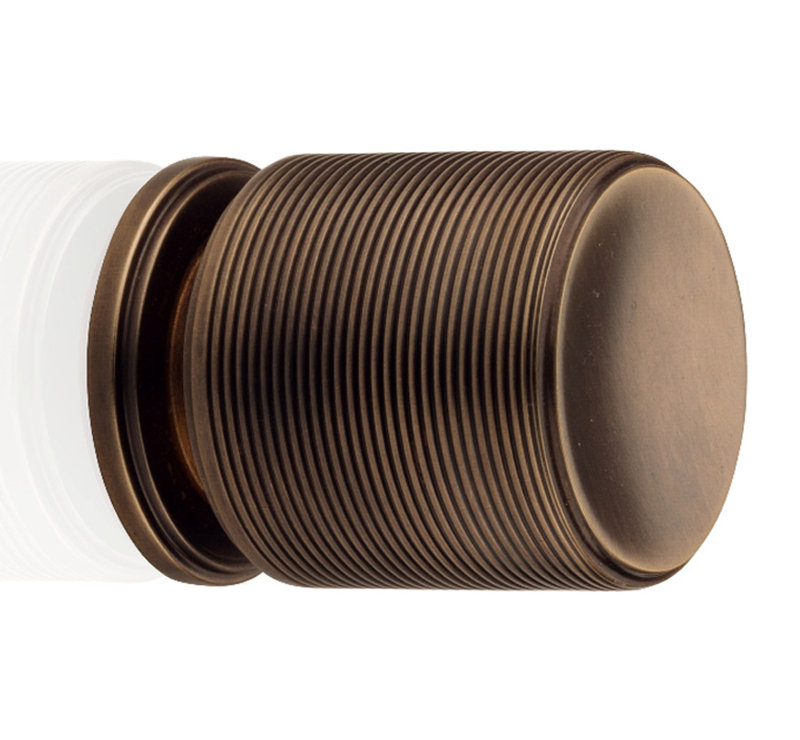 Monaco Cylindrical Knob, 1.26" H x 1.25" W x 1.25" D, Brush Brass/White
