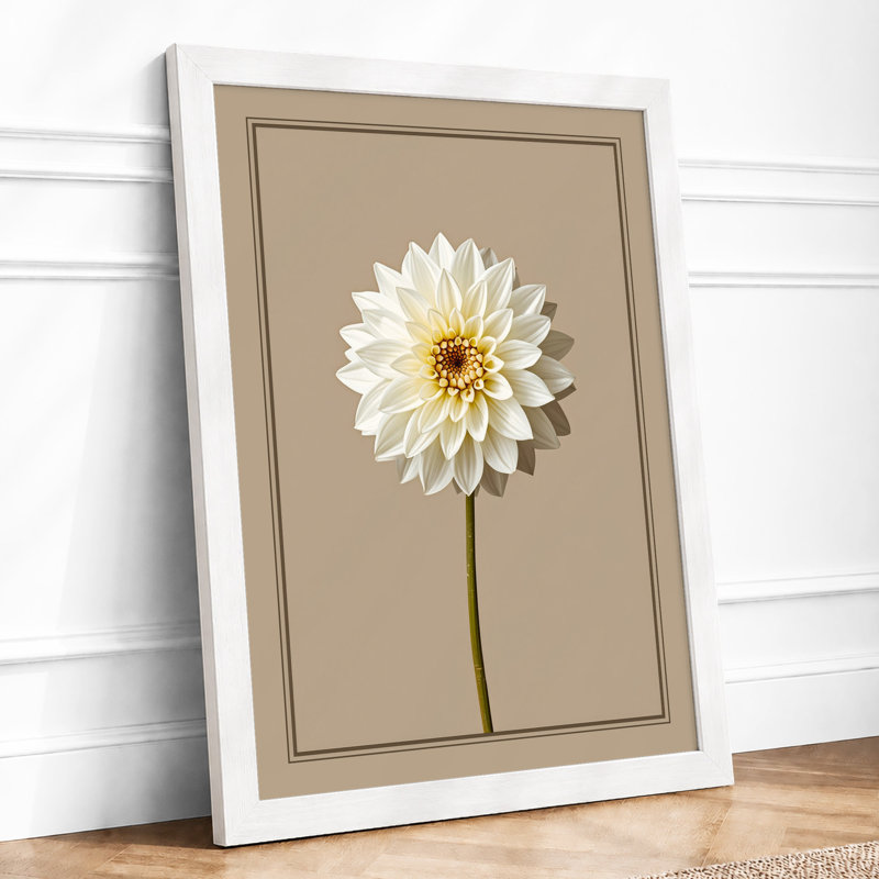 White Dahlia Study Botanical - Print, A2 - 59.4 x 42.0 cm, White