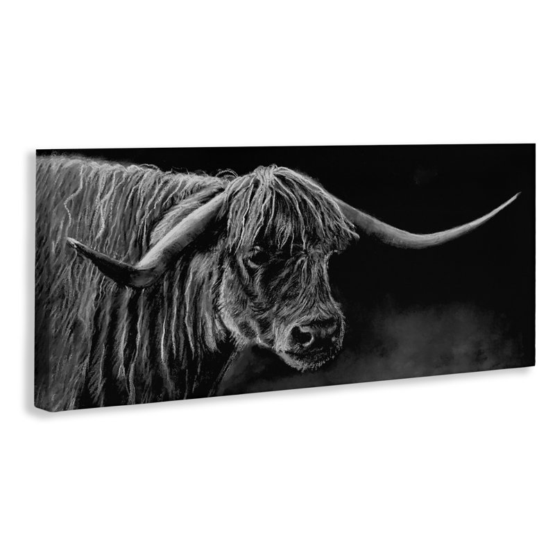 Highland Longhorn Portrait, conception de Patricia Reynolds, H 20 po x l 48 po