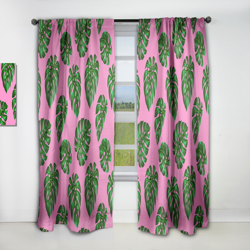 Panneau de rideau simple occultant tropical Mid-Century, L 52 po x L 108 po