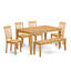 Ensemble de salle à manger 6 pièces comprenant une table de salle à manger rectangulaire et 4 chaises de cuisine avec banc, chêne-1943080329-1943080372-1943080374