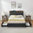 Bed Frame With 2 Storage Drawers And Charging Station, Rustic Linen Upholstered Platform Bedframe With Storage Headboard, No Box Spring Needed, Easy Assembly, Noise Free