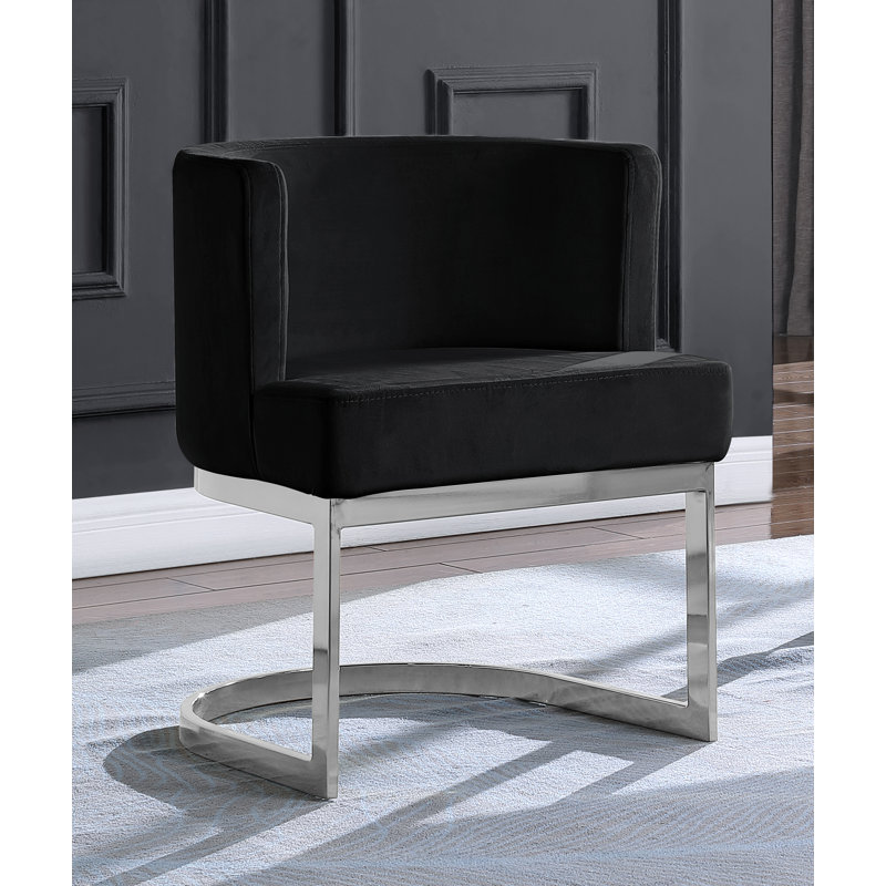 Chaise d'appoint en velours Dmitri, Noir, Argent