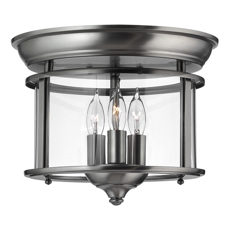 Barwood Glass Flush Mount, Pewter