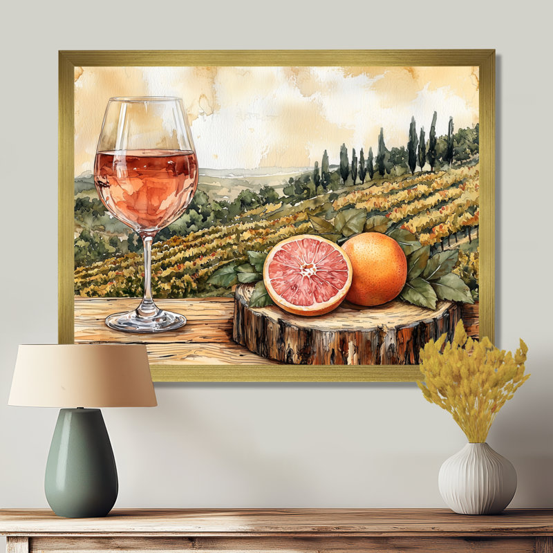 Birtie - Vineyard, art mural, H 30 po x l 40 po, Reproduction encadrée d'une seule photo, Or