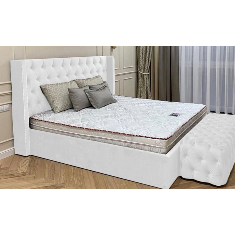 Upholstered Ottoman Storage Bed, White, Double (4'6)