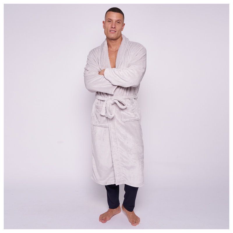 Gender Neutral Mid-Calf Bathrobe with Pockets, Silver
