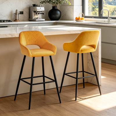 Yes Velvet Bar Stool with Iron Frame