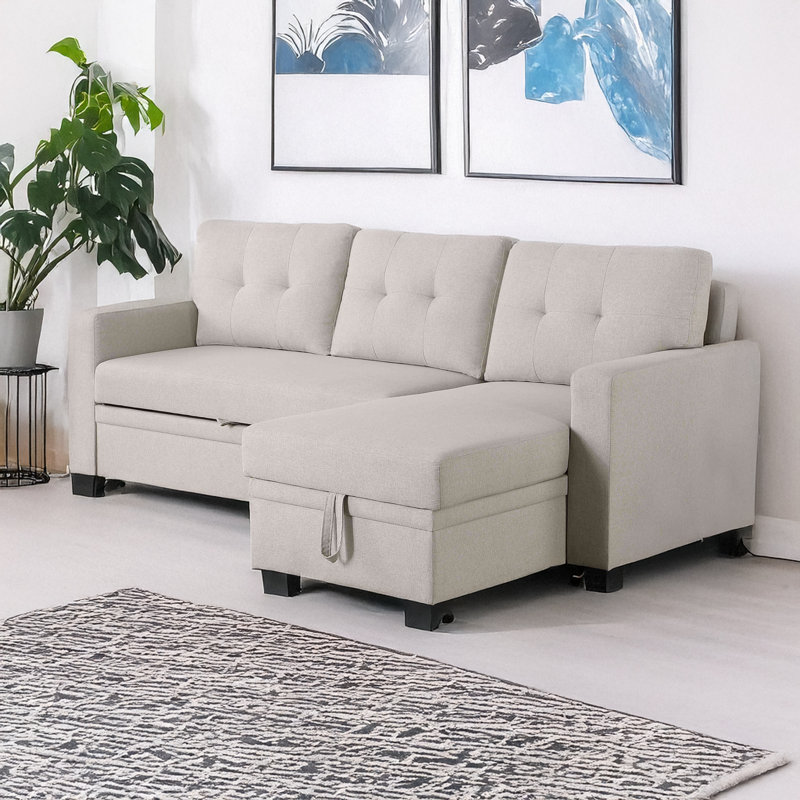 Pull Out Sectional Sofa Sectional Sofa With Storage Pull Out Loveseat, Beige
