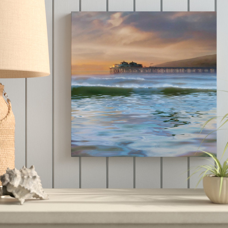 " The Pier " by Mike Calascibetta, 39.5" H x 39.5" W x 2" D, Espresso Floater Frame