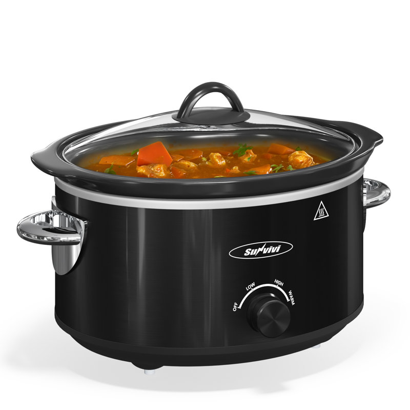 Mijoteuse de 4 pintes, petite mijoteuse avec 3 réglages de cuisson, marmite en céramique lavable au lave-vaisselle, couvercle en verre