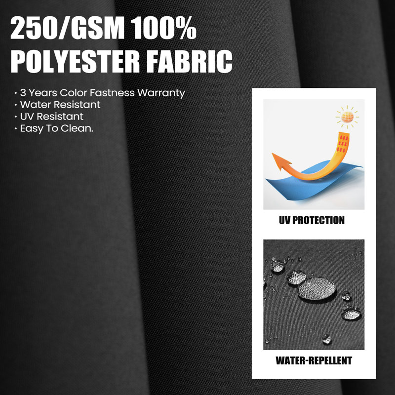 Parasol en porte-à-faux de patio 10 x 13 pi avec base lestée - déplaçable sans effort par une seule personne, Noir