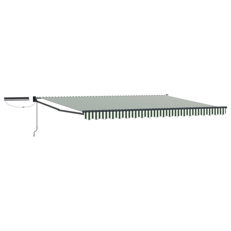 VidaXL Polyester Cover Retractable Patio Awning, 400cm W x 300cm D, Green/White/Black
