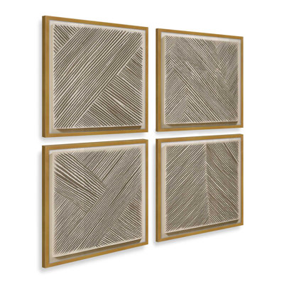 Ensemble de 4 impressions sur toile dans un cadre en érable Modern Modern Illusion, 20 po x 20 po