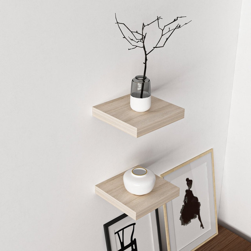 Tablette murale moderne Colesen - Design scandinave, couleur unie beige, 9,1 x 1,4 x 9,1 pouces | 100% panneau de particules enduit de mélamine, épaisseur: 0,7 pouce | Parfait pour les solutions de décoration et de rangement, élégant et fonctionnel