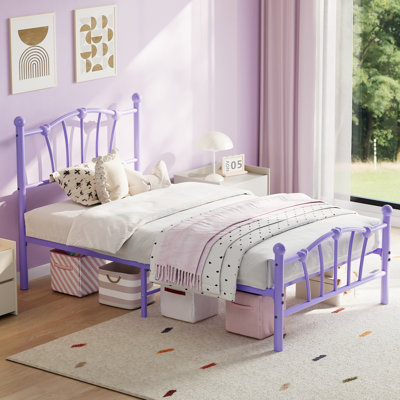 Twin Metal Platform Bed Frame with Heart-Shaped Headboard & Footboard – 600 LBS Heavy Duty Steel Bed Frame with 11.5" Underbed Storage, Noise-Free Slats, No Box Spring Needed, Easy Assembly