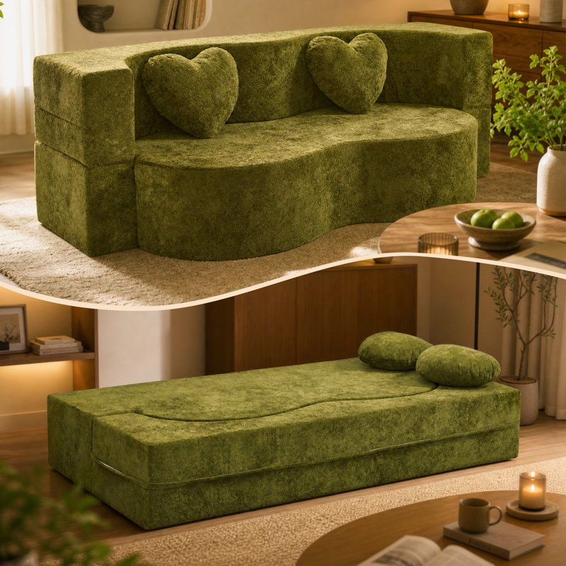 Canapés à compression, lit éponge convertible de 78,7 pouces, maison compacte moderne